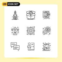 9 User Interface Outline Pack of modern Signs and Symbols of star bookmark progress avatar data scince Editable Vector Design Elements