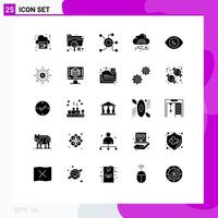 25 Universal Solid Glyphs Set for Web and Mobile Applications connect cloud file network circle Editable Vector Design Elements