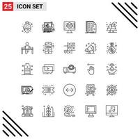 Group of 25 Modern Lines Set for script doc system coding screen Editable Vector Design Elements