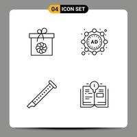 Set of 4 Vector Filledline Flat Colors on Grid for gift instrument spring strategy sound Editable Vector Design Elements