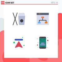 4 Thematic Vector Flat Icons and Editable Symbols of box arrows browser people upload Editable Vector Design Elements