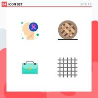 Set of 4 Modern UI Icons Symbols Signs for brain disease bag disease dessert love Editable Vector Design Elements