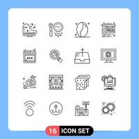 Modern Set of 16 Outlines Pictograph of web browser coffee income property Editable Vector Design Elements