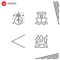 4 Thematic Vector Filledline Flat Colors and Editable Symbols of business arrow light beach previous Editable Vector Design Elements