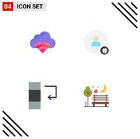 Group of 4 Flat Icons Signs and Symbols for cloud column signal tweet swap Editable Vector Design Elements