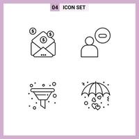 Universal Icon Symbols Group of 4 Modern Filledline Flat Colors of business funnel message user seo Editable Vector Design Elements