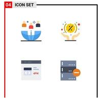 Set of 4 Modern UI Icons Symbols Signs for freelance app meeting hands coding Editable Vector Design Elements