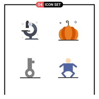 4 paquete de iconos planos de interfaz de usuario de signos y símbolos modernos de elementos de diseño vectorial editables de seguridad de acción de gracias de ciencia de bloqueo de laboratorio vector