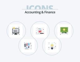 Contabilidad y finanzas paquete de iconos planos 5 diseño de iconos. certificado. cuadro. bancario. informe. analítica vector