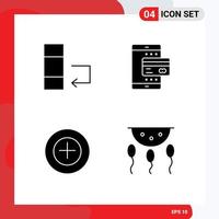 Pack of 4 Modern Solid Glyphs Signs and Symbols for Web Print Media such as change more card payment biochemistry Editable Vector Design Elements