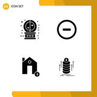 Set of 4 Modern UI Icons Symbols Signs for crystal ball charge magic user estate Editable Vector Design Elements