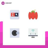 4 User Interface Flat Icon Pack of modern Signs and Symbols of form minidisc bell vegetables technology Editable Vector Design Elements