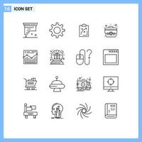 16 Outline concept for Websites Mobile and Apps suitcase business vehicle maintenance market tactics Editable Vector Design Elements