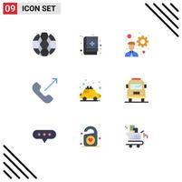 Pack of 9 Modern Flat Colors Signs and Symbols for Web Print Media such as rent taxi development car mobile Editable Vector Design Elements