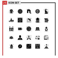 Set of 25 Modern UI Icons Symbols Signs for spray no water buildings no drinking real Editable Vector Design Elements