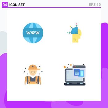 grupo de 4 iconos planos signos y símbolos para mecánicos de negocios www mente programación fontanero elementos de diseño vectorial editables vector