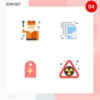 Modern Set of 4 Flat Icons Pictograph of crime tag spy enterprise architecture power Editable Vector Design Elements