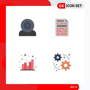 conjunto moderno de 4 iconos planos pictograma de computadoras gráfico documento de hardware web elementos de diseño vectorial editables vector