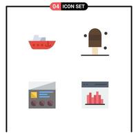 Modern Set of 4 Flat Icons Pictograph of boat ui yacht fi app Editable Vector Design Elements