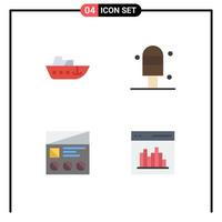 conjunto moderno de 4 iconos planos pictograma de barco ui yate fi aplicación elementos de diseño vectorial editables vector