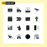 Set of 16 Modern UI Icons Symbols Signs for heart zoom email view astronomy Editable Vector Design Elements