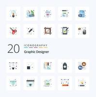 20 Graphic Designer Flat Color icon Pack like brilliant art interior design designing spray vector