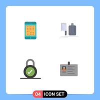 Pictogram Set of 4 Simple Flat Icons of phone preparation digital chopper lock Editable Vector Design Elements