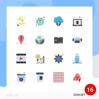 16 Flat Color concept for Websites Mobile and Apps support place cloud location printer Editable Pack of Creative Vector Design Elements