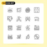 Modern Set of 16 Outlines and symbols such as finance layout core interface frame Editable Vector Design Elements