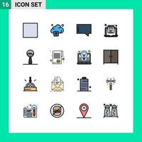 16 Universal Flat Color Filled Lines Set for Web and Mobile Applications money document html music instrument Editable Creative Vector Design Elements