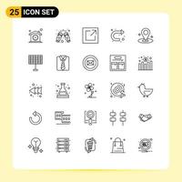 Line Pack of 25 Universal Symbols of location u turn party sign share Editable Vector Design Elements