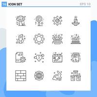 Set of 16 Modern UI Icons Symbols Signs for easter christmas zoom candle setting Editable Vector Design Elements