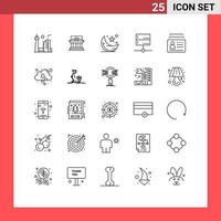conjunto de 25 iconos modernos de la interfaz de usuario signos de símbolos para los elementos de diseño vectorial editables de la propiedad de la corte de la estrella de ramadán vector