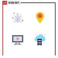 4 Universal Flat Icon Signs Symbols of bug screen protection map cloud Editable Vector Design Elements