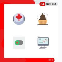 Modern Set of 4 Flat Icons Pictograph of canada toggle cream sweets sync Editable Vector Design Elements