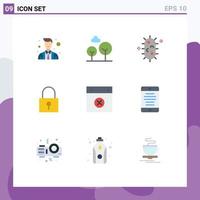 Stock Vector Icon Pack of 9 Line Signs and Symbols for layout cancel biochemistry secure password password Editable Vector Design Elements