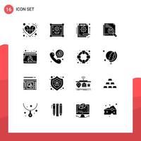 Solid Glyph Pack of 16 Universal Symbols of layout web detail search information Editable Vector Design Elements