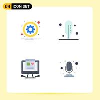 Modern Set of 4 Flat Icons Pictograph of circle web design setting thermometer microphone Editable Vector Design Elements