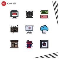 Modern Set of 9 Filledline Flat Colors and symbols such as content travel dialogue office briefcase Editable Vector Design Elements