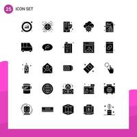 Set of 25 Modern UI Icons Symbols Signs for business paper technology product gear shield Editable Vector Design Elements