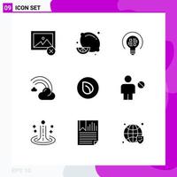 9 Universal Solid Glyphs Set for Web and Mobile Applications coin rain insight line filled Editable Vector Design Elements