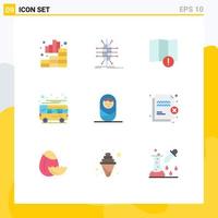 9 Thematic Vector Flat Colors and Editable Symbols of baby local smart coach autobus Editable Vector Design Elements