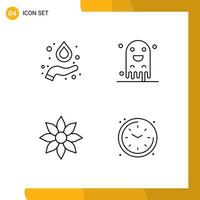 Line Pack of 4 Universal Symbols of formula clematis ghost scary nature Editable Vector Design Elements