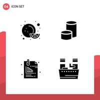 4 Creative Icons Modern Signs and Symbols of food files nova coin crypto currency pin Editable Vector Design Elements