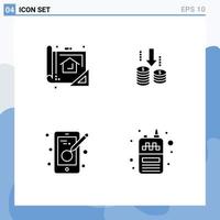 Modern Set of 4 Solid Glyphs Pictograph of plan creativity planning transfer designing Editable Vector Design Elements