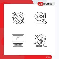 User Interface Pack of 4 Basic Filledline Flat Colors of food device eye find pc Editable Vector Design Elements