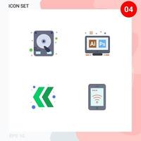 4 Thematic Vector Flat Icons and Editable Symbols of disk chevron adobe tool mobile Editable Vector Design Elements