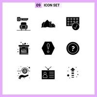 User Interface Pack of 9 Basic Solid Glyphs of octagon gift computers commerce hardware Editable Vector Design Elements