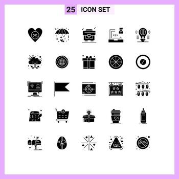 25 paquete de glifos sólidos de interfaz de usuario de signos y símbolos modernos del paraguas de desarrollo del programador desarrollar elementos de diseño vectorial editables de dinero vector