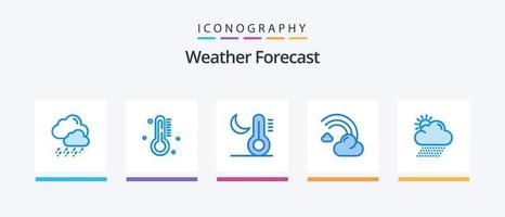 Weather Blue 5 Icon Pack Including rain. rain. moon. line. filled. Creative Icons Design vector